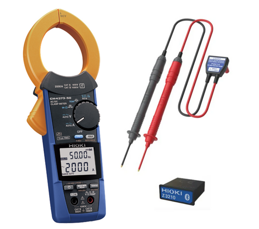 Amperímetro Hioki Cm4373-93, incluye modulo bluetooth, sondas de 2000 Vdc y certificado de calibración