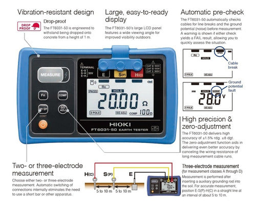 Medidor Puesta A Tierra 3 Polos Hioki Ft6031-90 (bluetooth)