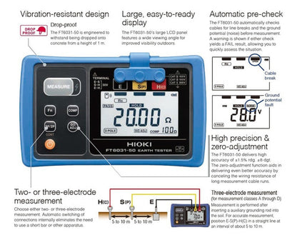 Medidor Puesta A Tierra 3 Polos Hioki Ft6031-90 (bluetooth)